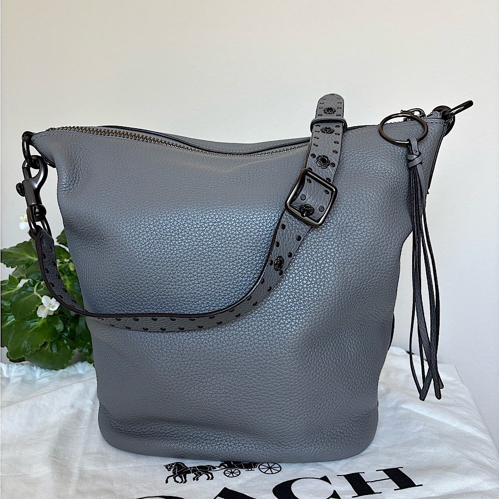 Coach Pebbled Heather Gray Leather Hobo Bag